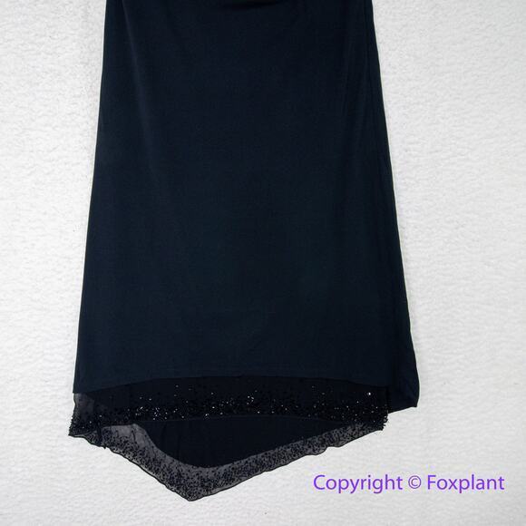 Kay Unger black one shoulder beaded asymmetric hem dress, size 6 - Picture 4 of 16